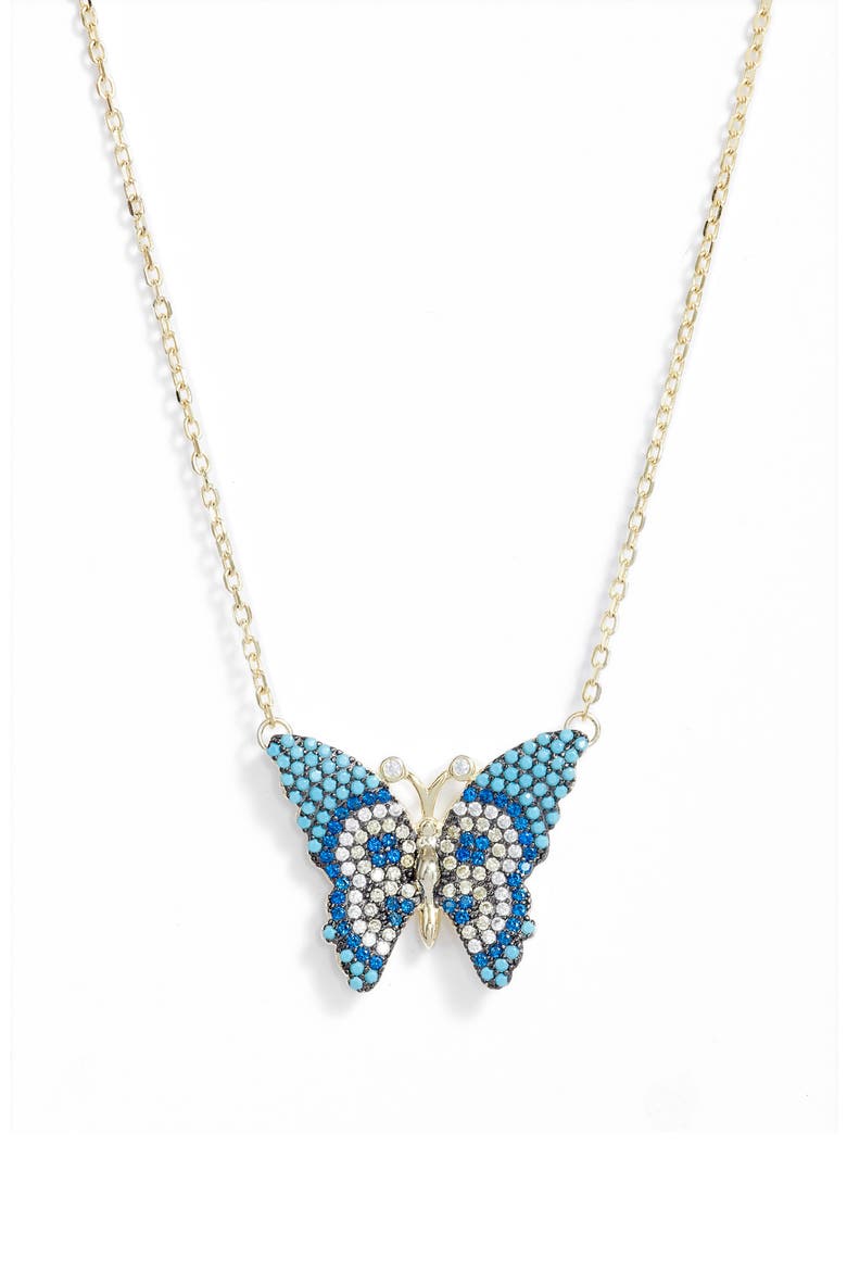 Butterfly Pendant Necklace, Main, color, GOLD