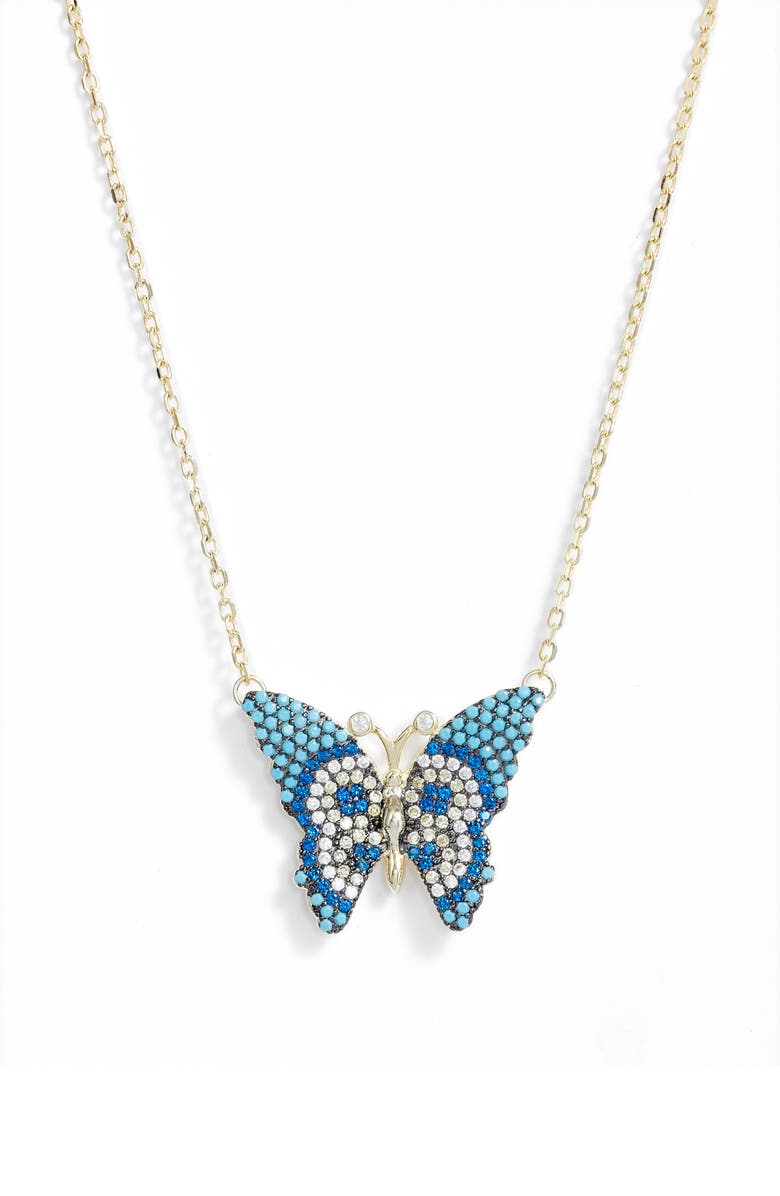 Knotty Butterfly Pendant Necklace, Main, color,
