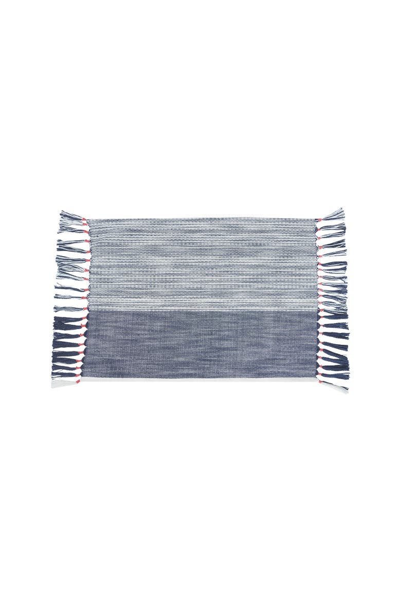 Kerbey Indigo Tasseled Placemats Set of 4, 13" x 19", Main, color, Blue