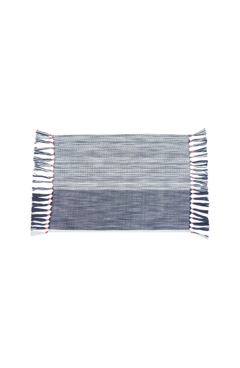 carol & frank Kerbey Indigo Tasseled Placemats Set of 4, 13" x 19", Main, color, Blue