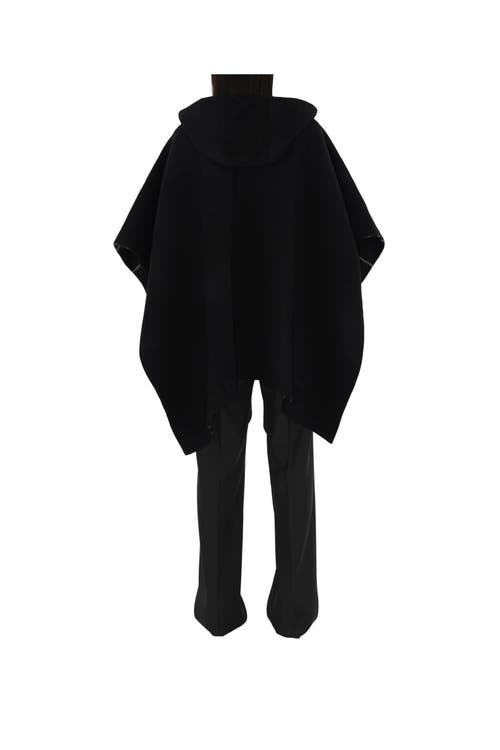 Shop Burberry Reversible Check Cashmere Cape In Black/calico