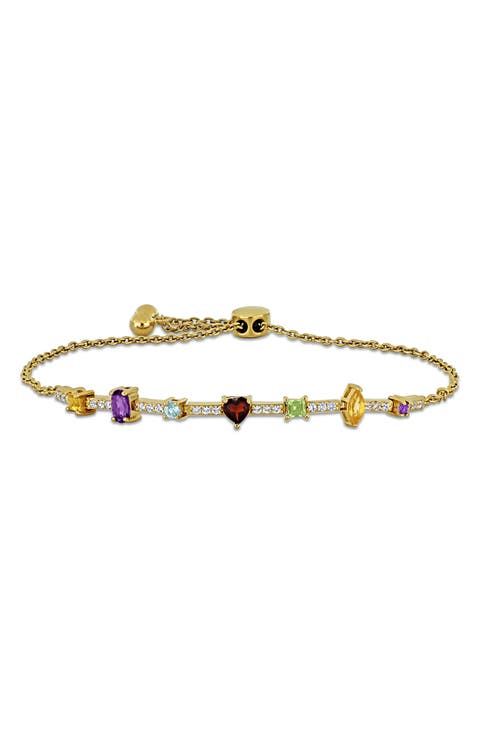 Multi Stone Station Slider Bracelet