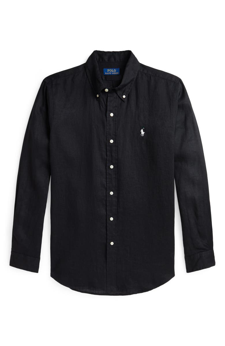 Polo Ralph Lauren Solid White Linen Button-Down Shirt, Alternate, color, Polo Black