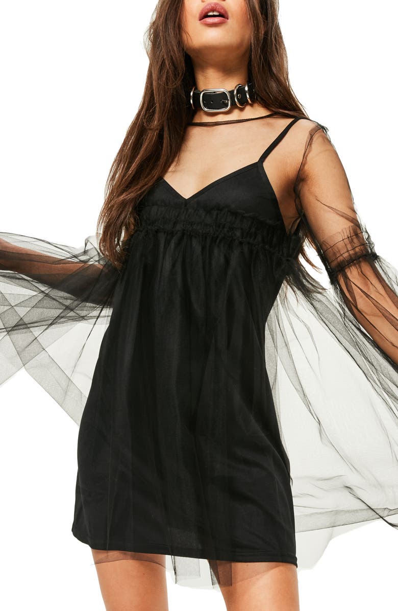 Missguided Tulle Mesh Minidress, Alternate, color, 