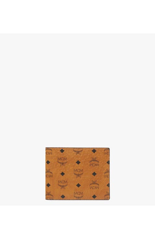 Mcm Canvas Bifold Wallet Visetos Print In Cognac