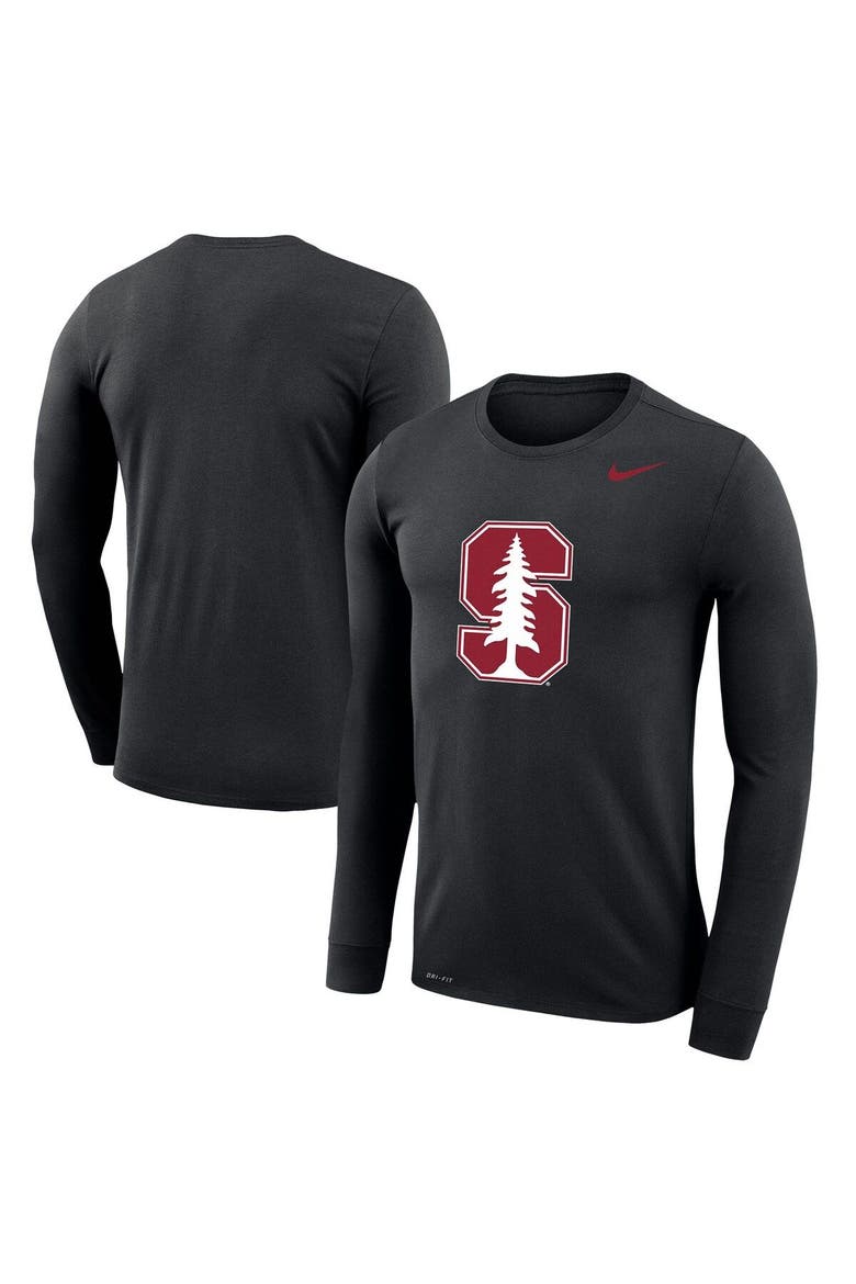 Men's Nike Black Stanford Cardinal School Logo Legend Performance Long Sleeve T-Shirt, Alternate, color, Black