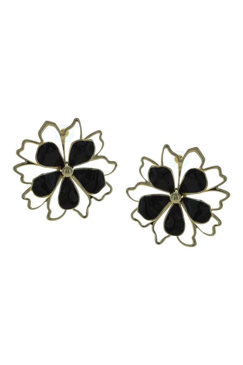 Kalei Oversize Floral Stud Earrings, Main, color, GOLD / BLACK