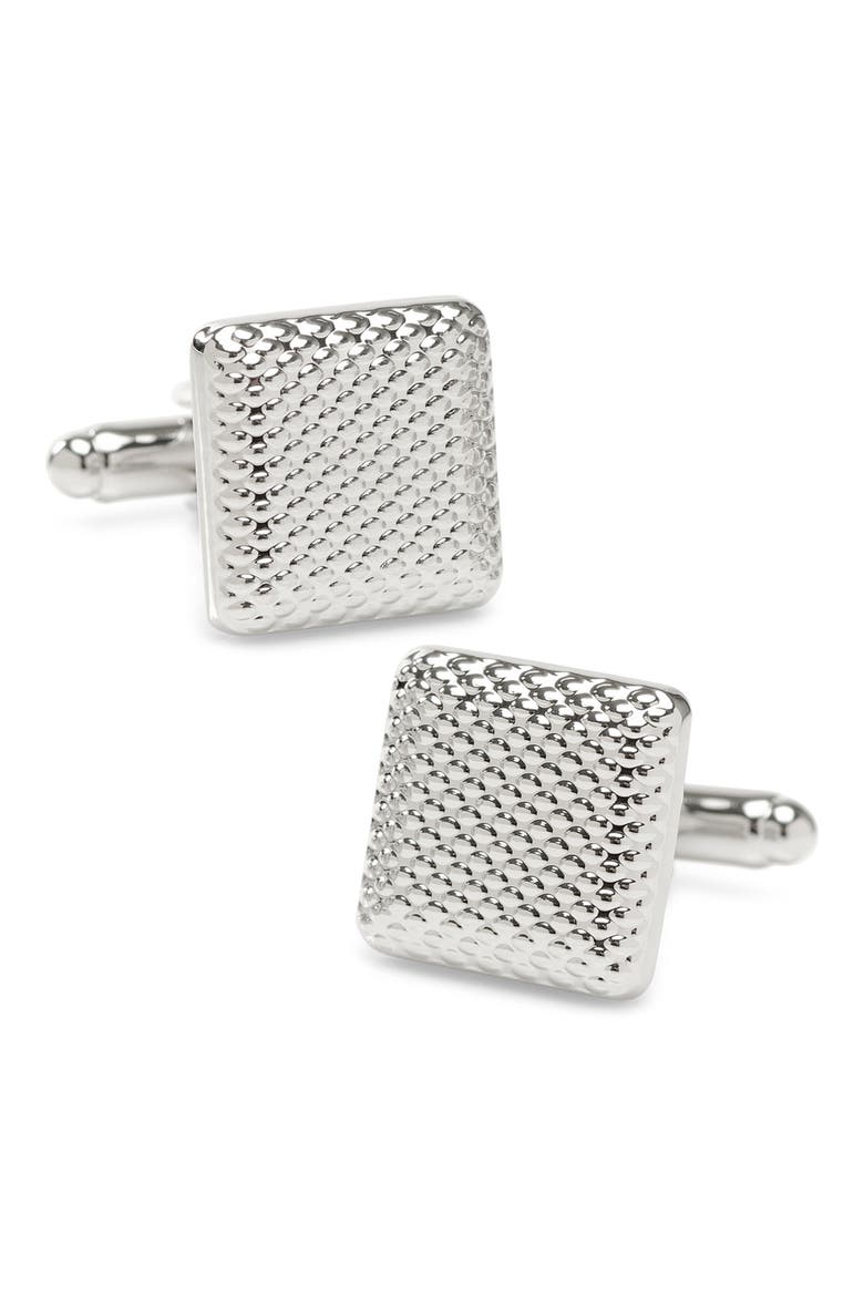 Textured Square Cuff Links, Main, color, SILVER