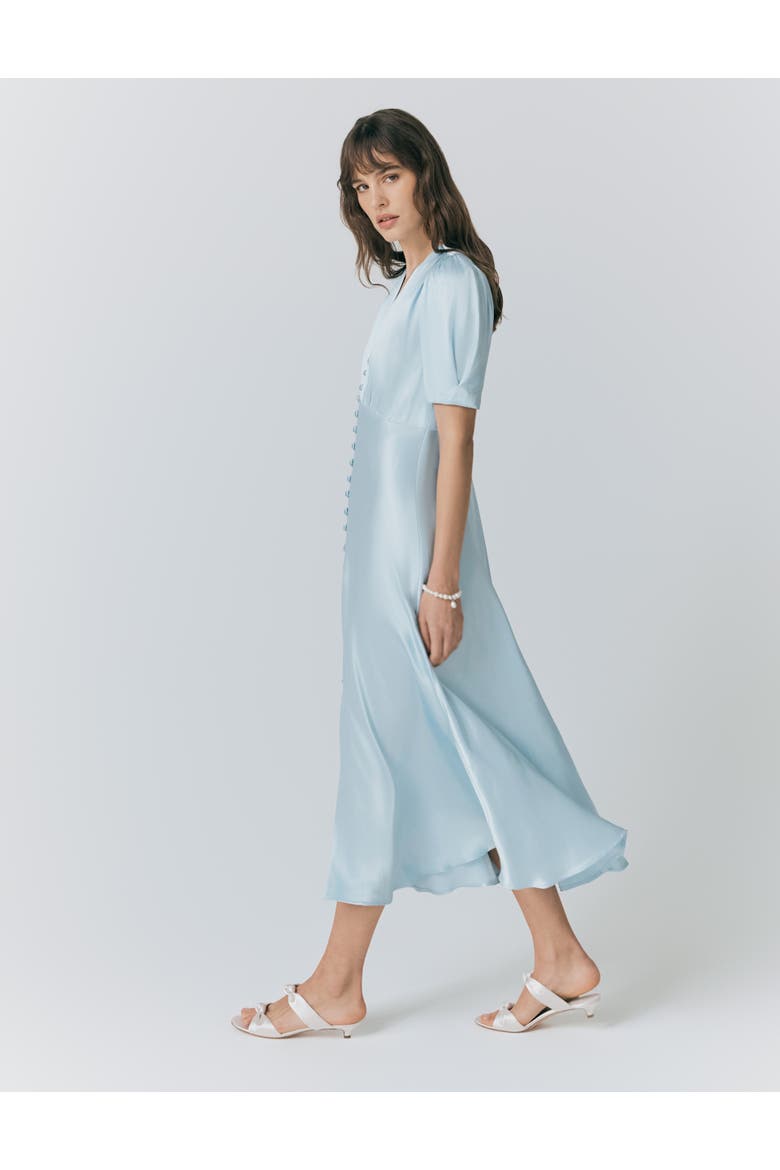 Madison Satin Midi Dress, Alternate, color, Light Blue