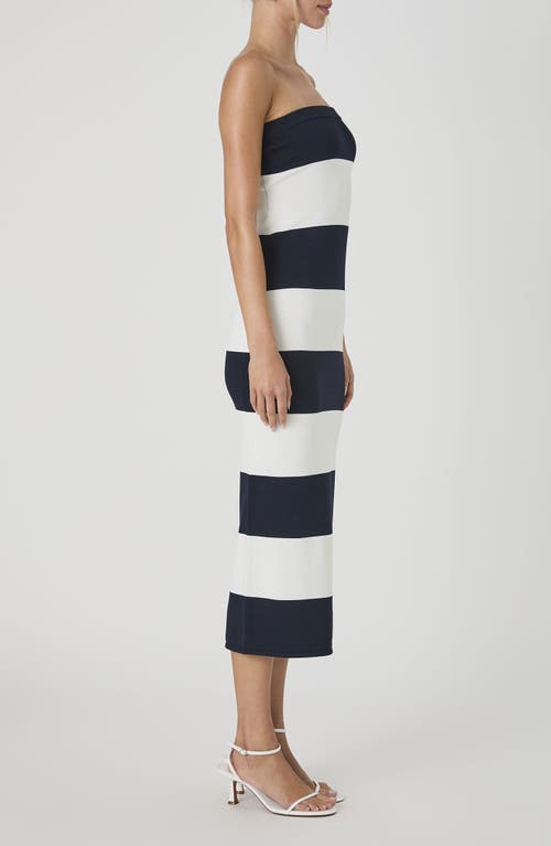 French Connection Colorblock Strapless Tube Dres In Summer White/blue