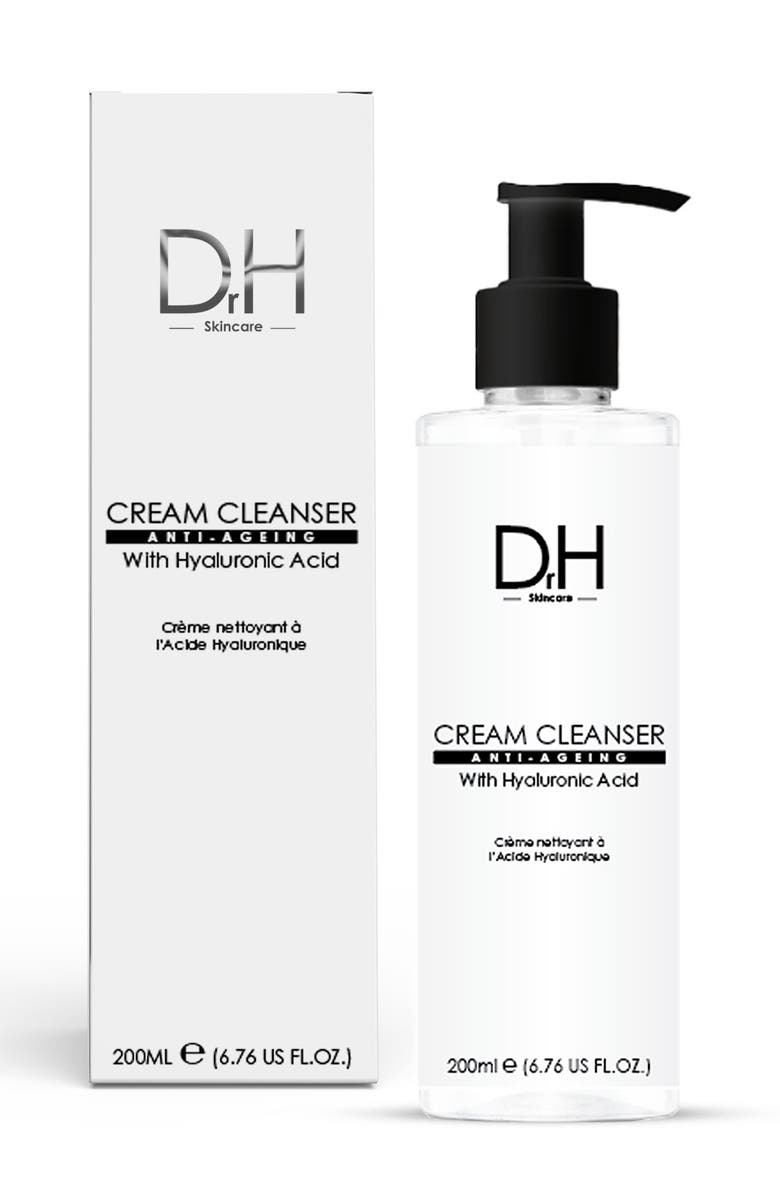 Dr H Cream Cleanser with Hyaluronic Acid 200ml for Dryness, Fine Lines & Wrinkles, Alternate, color, White