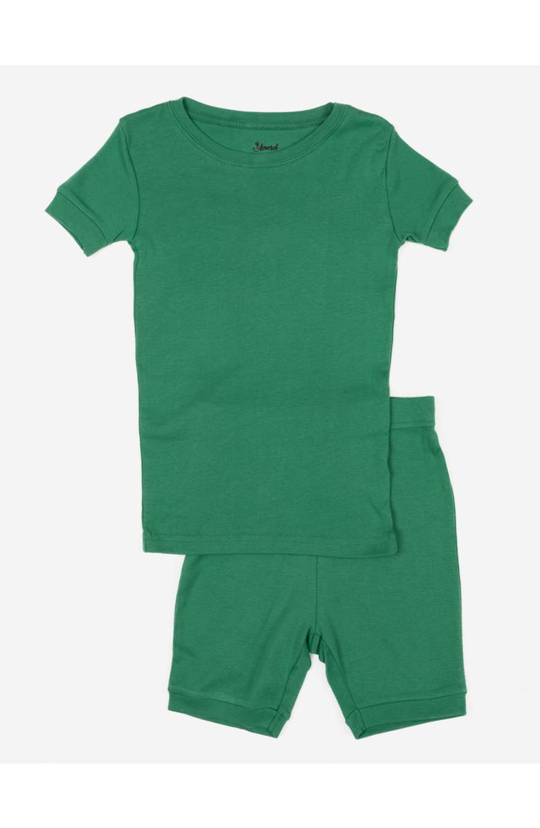Leveret Kids Short Sleeve Cotton Solid Matching Family Pajamas, Main, color, Green