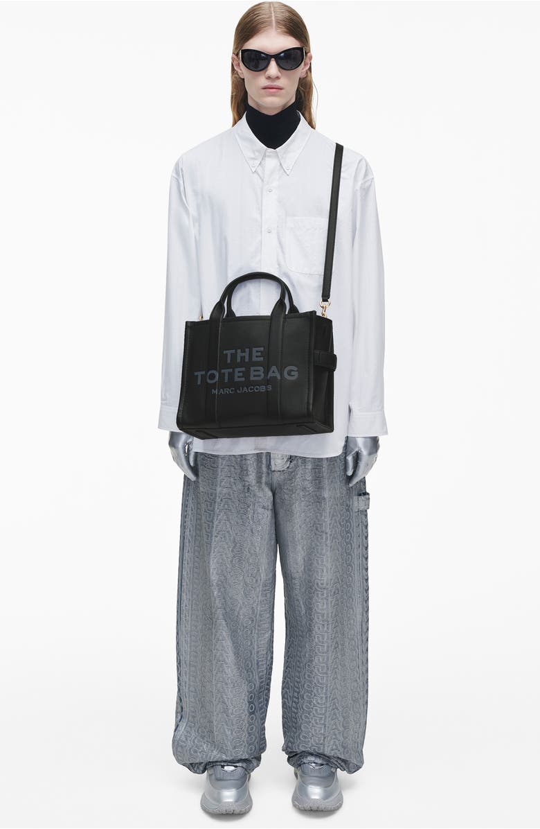 Marc Jacobs The Leather Medium Tote Bag, Alternate, color, Black