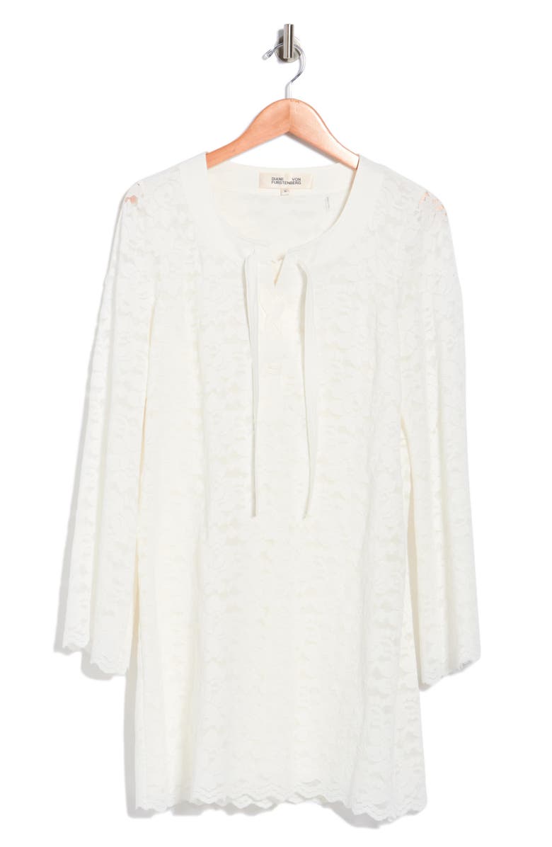 DVF Parker Long Sleeve Lace Dress, Main, color, White