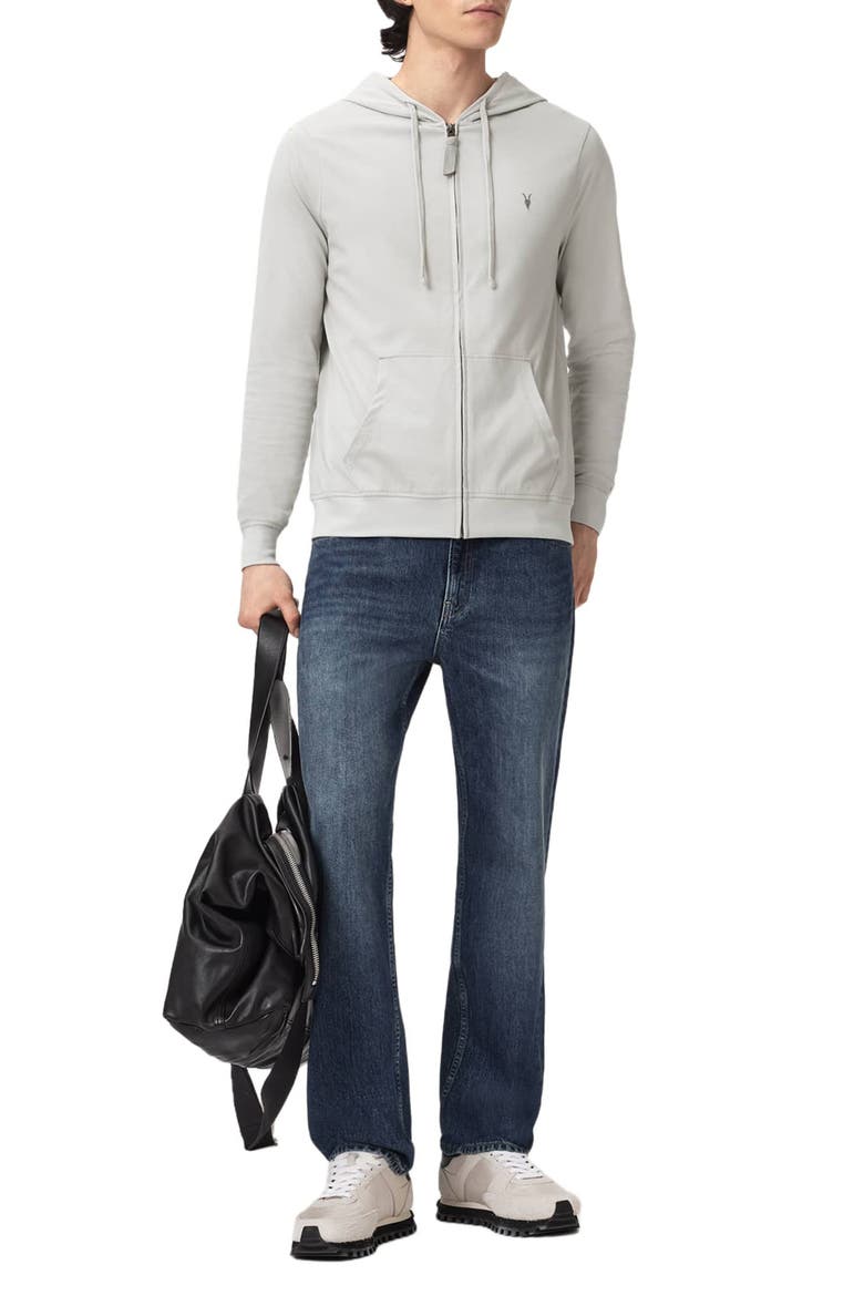 Brace Cotton Zip-Up Hoodie, Alternate, color, PEBBLE GREY