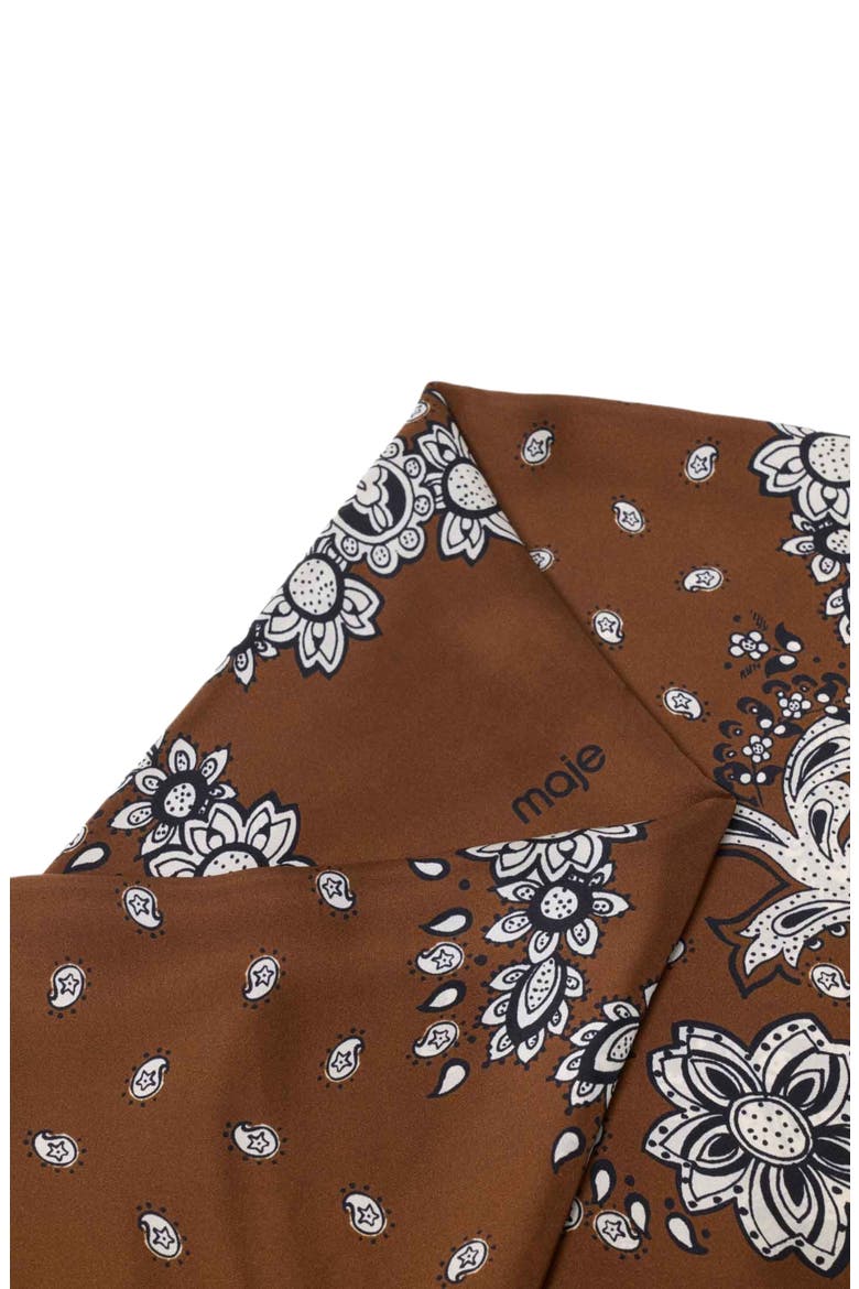 Bandana Print Silk Scarf, Alternate, color, Brown bandana print