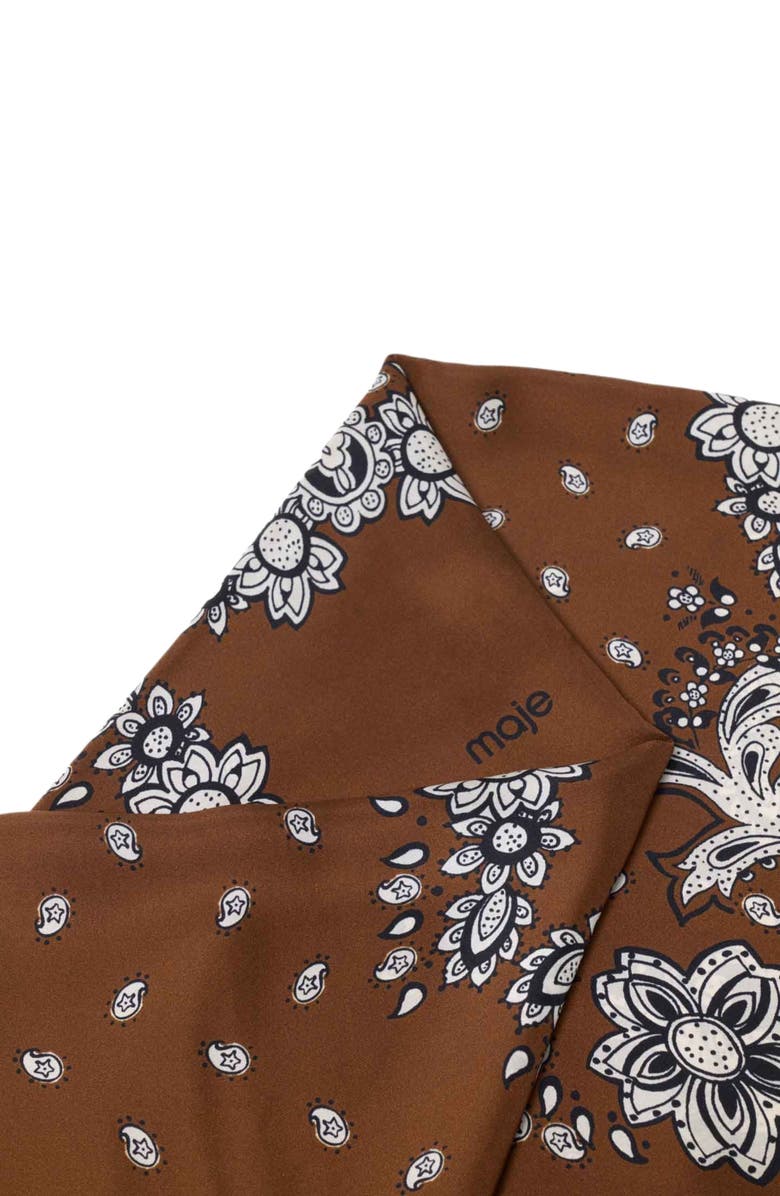 maje Bandana print silk scarf, Alternate, color, Brown Bandana Print