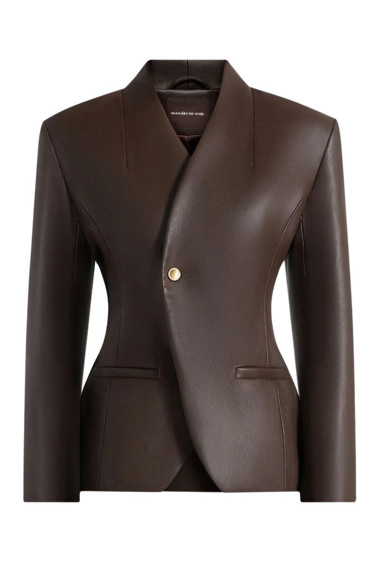 Ina Leather Cinched Waist Blazer, Alternate, color, Brown