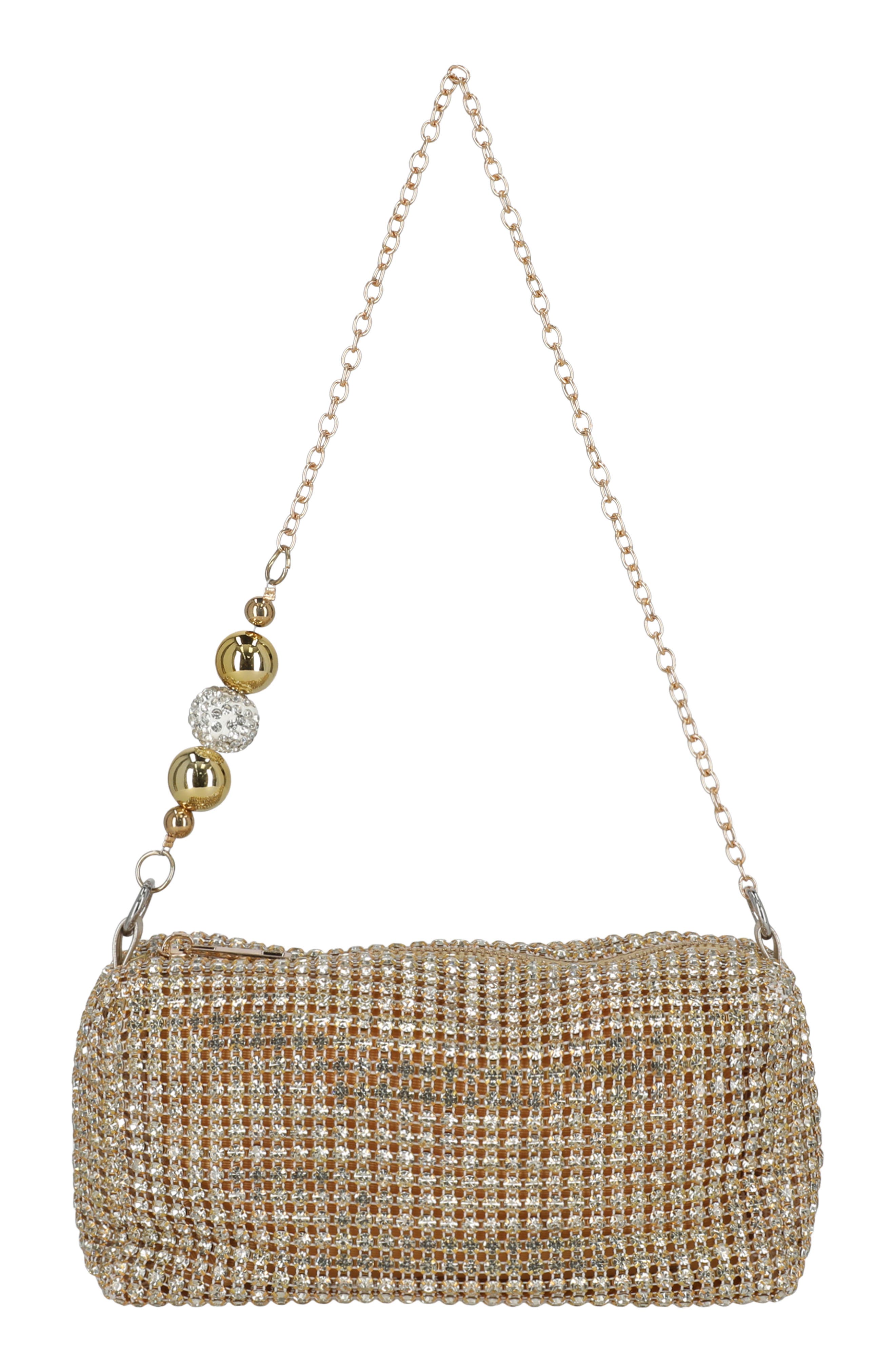 Evelyn Diamond Mesh Shoulder Bag, Main, color, LIGHT GOLD