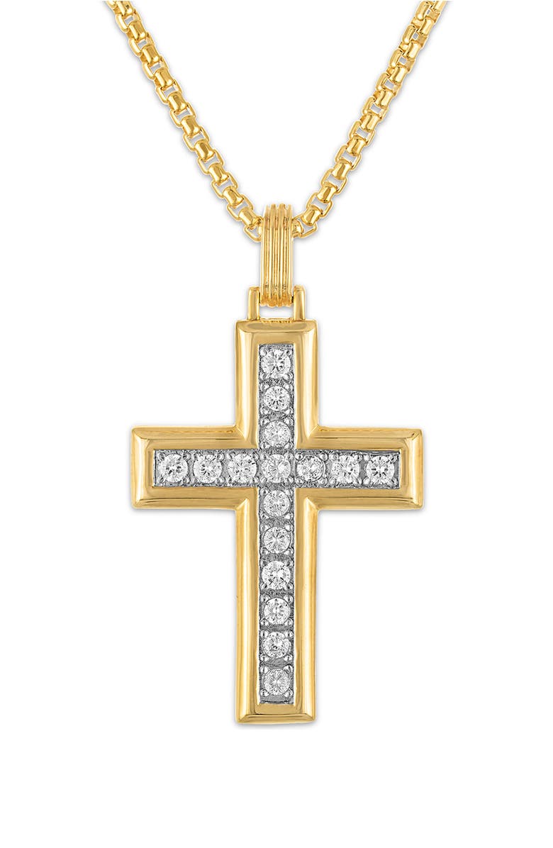 Esquire Diamond Cross Pendant Necklace, Main, color, Gold