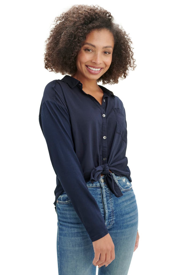 Paige Button-Up Shirt, Alternate, color, NAVY