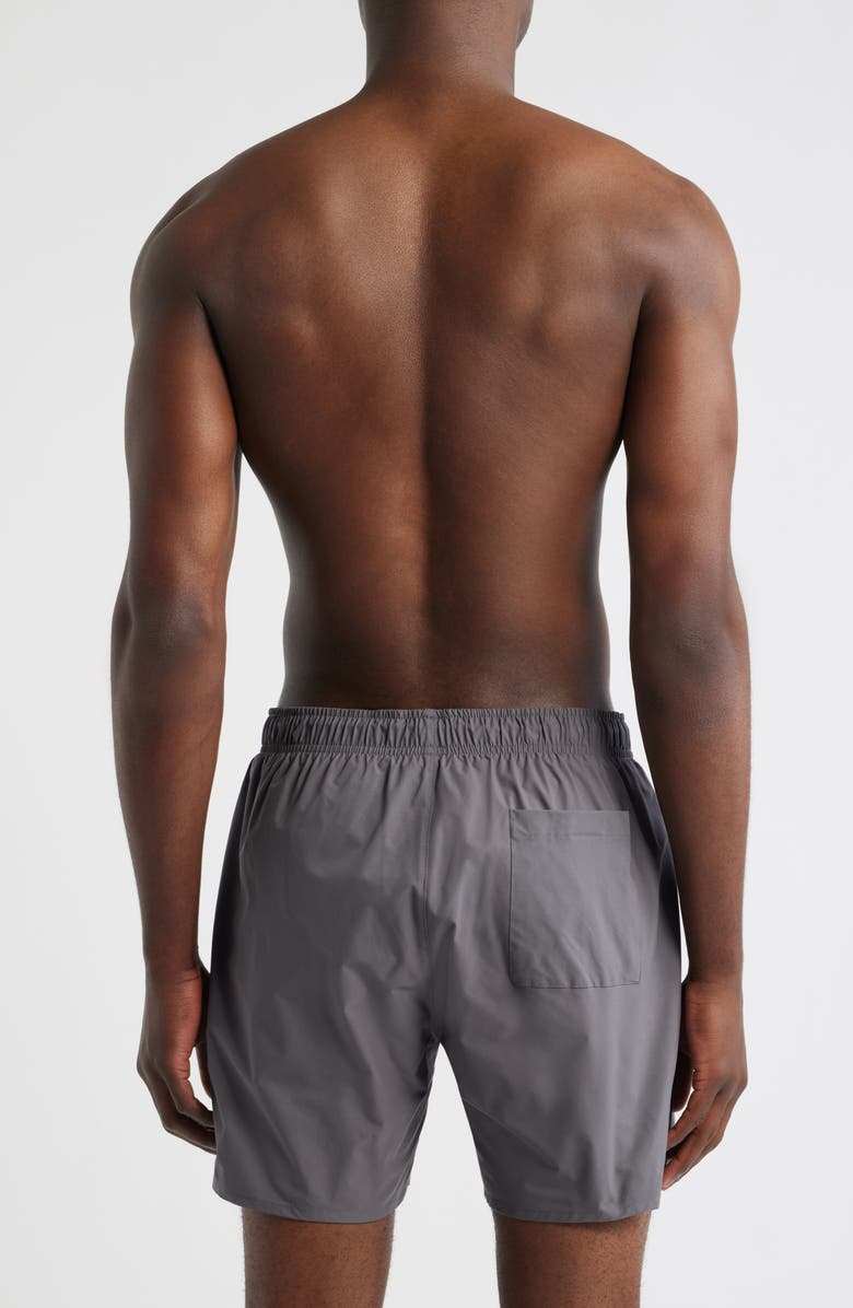 BOSS Iconic Side Stripe Swim Trunks, Alternate, color, Dark Grey