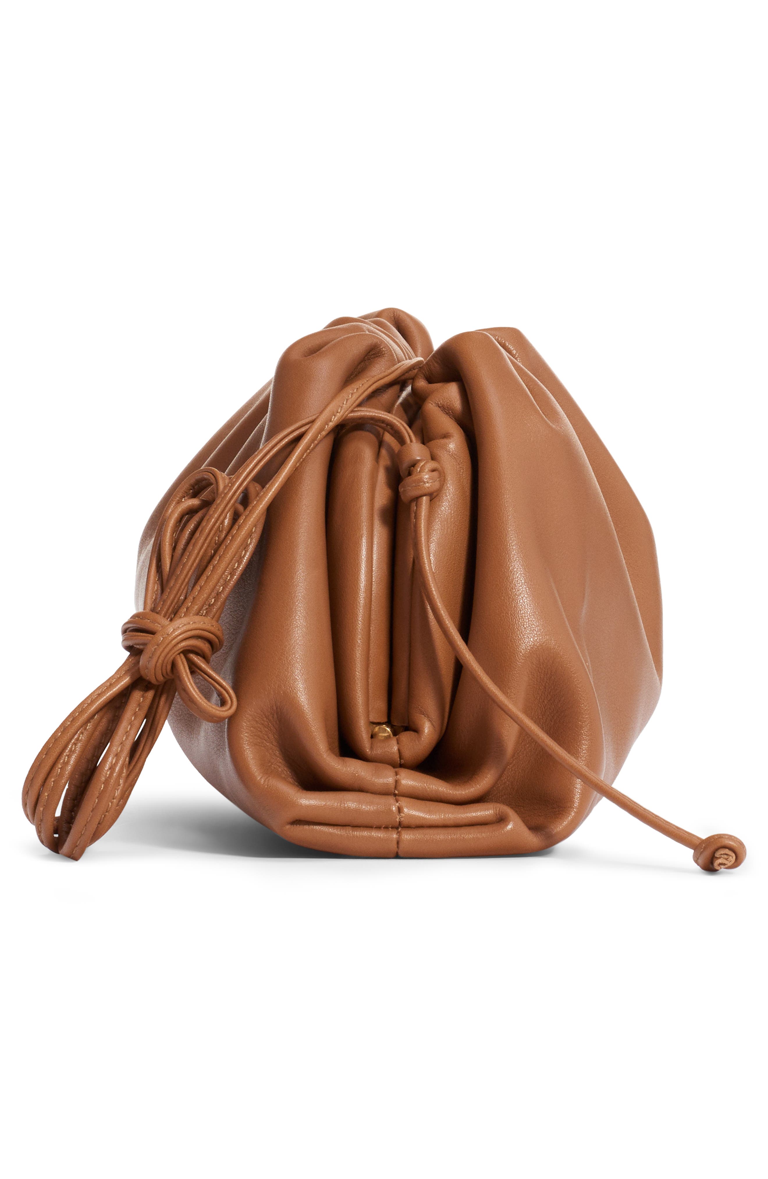 Bottega Veneta The Mini Pouch Leather Clutch, Alternate, color, Cammello/ Gold