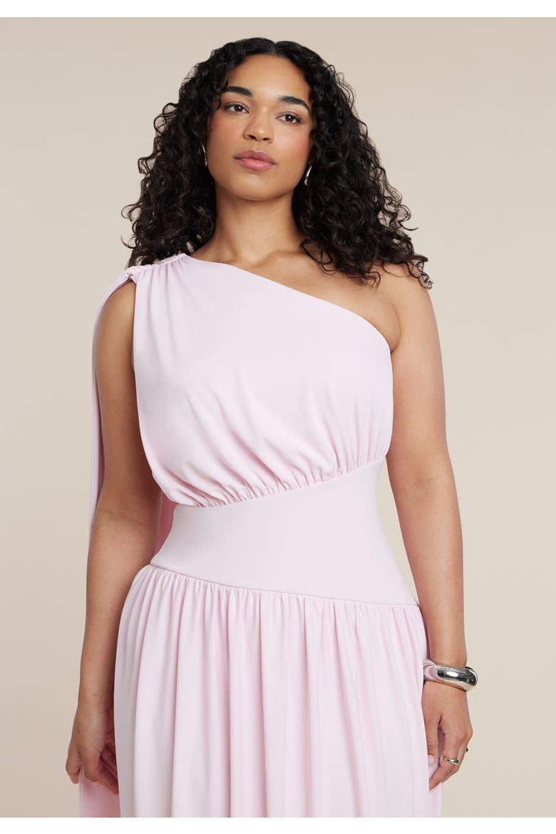 One-Shoulder Draped Maxi Dress, Alternate, color, PINK LADY