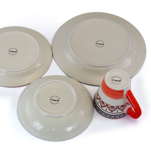 Elama Zen Rust Mozaik 16 Piece Dinnerware Set In Orange
