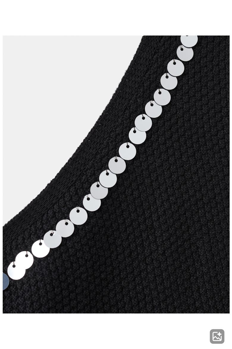 Asymmetrical Sequined Top, Alternate, color, BLACK