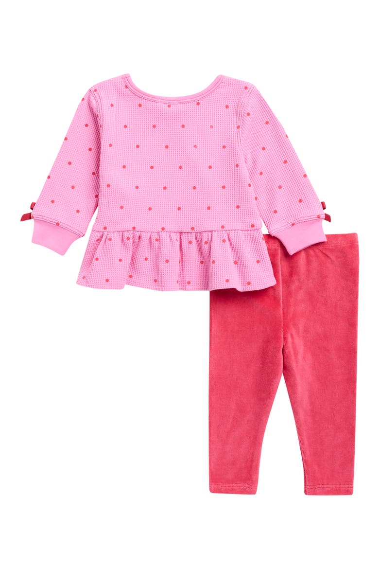 Playful Polka Dot Long Sleeve T-Shirt & Leggings Set, Alternate, color, FROSTED PINK