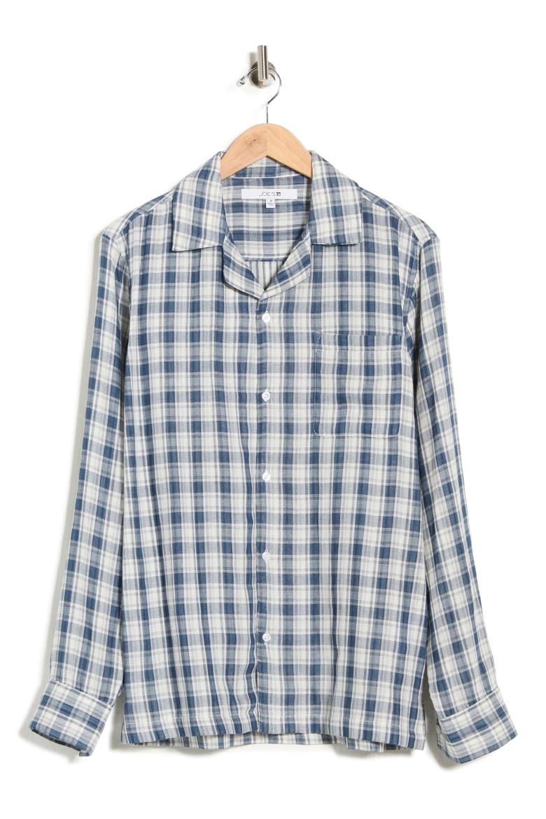 Plaid Long Sleeve Button-Up Shirt, Alternate, color, NAVY PLAID