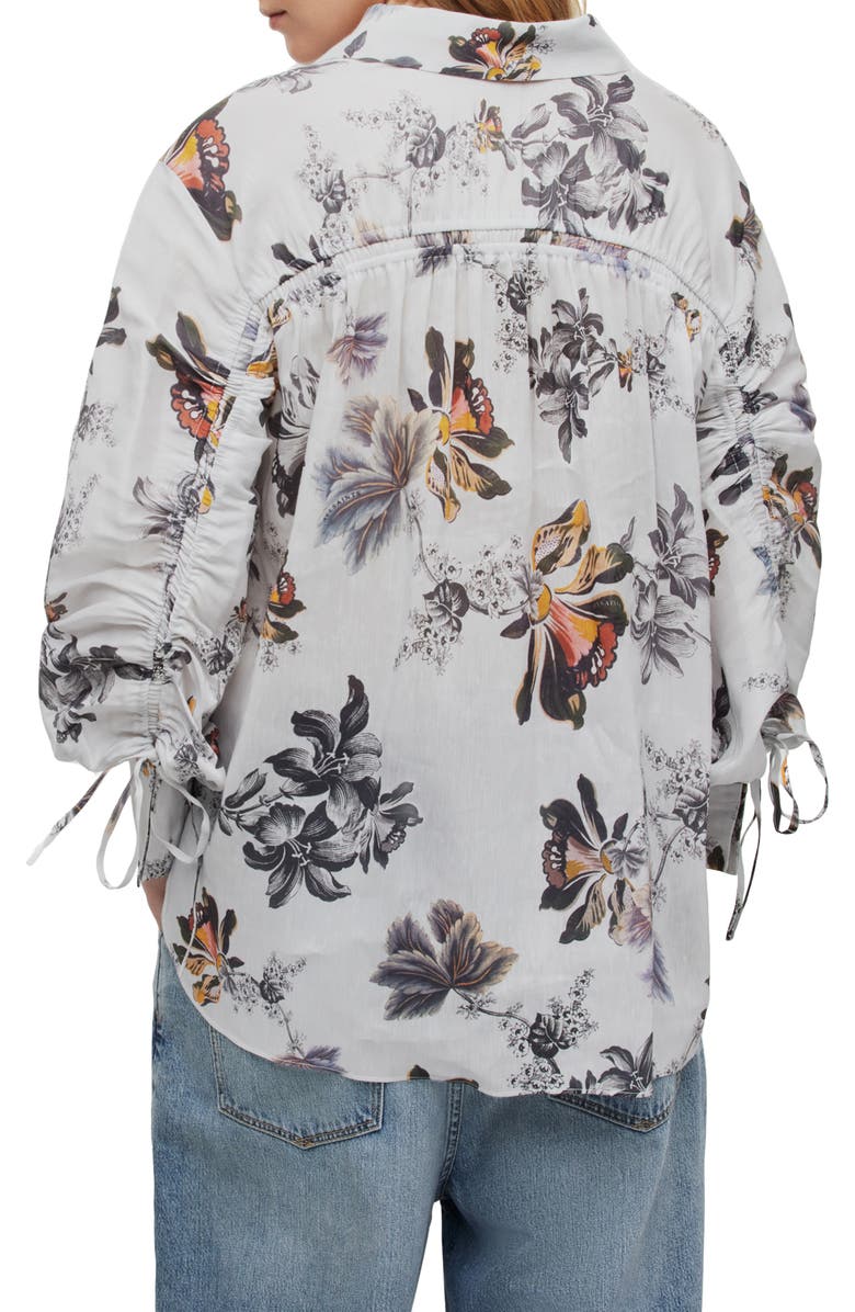 AllSaints Leyla Lilly Floral Linen Blend Button-Up Shirt, Alternate, color,