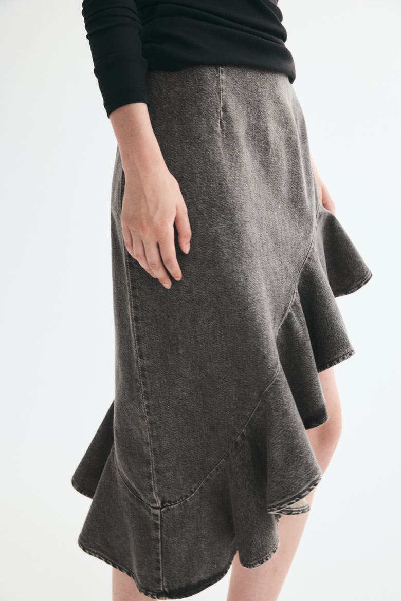 Asymmetric Denim Skirt, Alternate, color, Dark denim gray