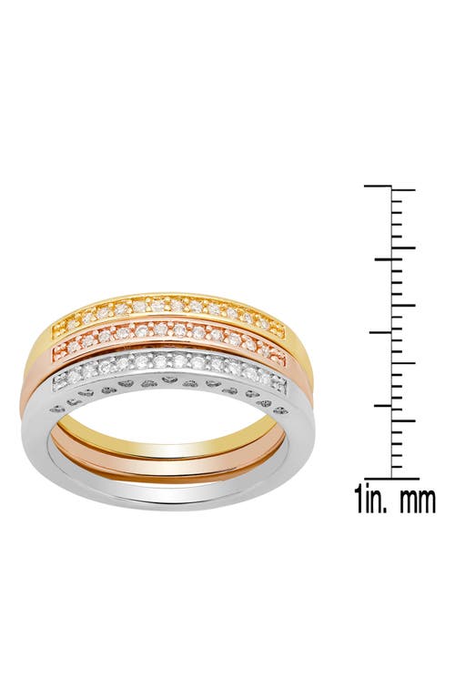 Hmy Jewelry Tri-tone Simulated Diamond Band Ring In Gold