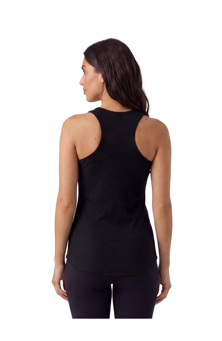 24seven Comfort Apparel Maternity Basic Ribbed Knit Sleeveless Scoop Neck Long Flared Tank Top, Alternate, color, Black