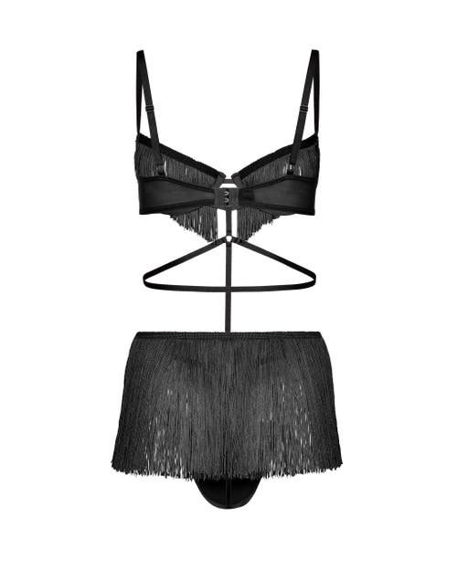 Adore Me Neveah Fringe Playsuit Lingerie In Black