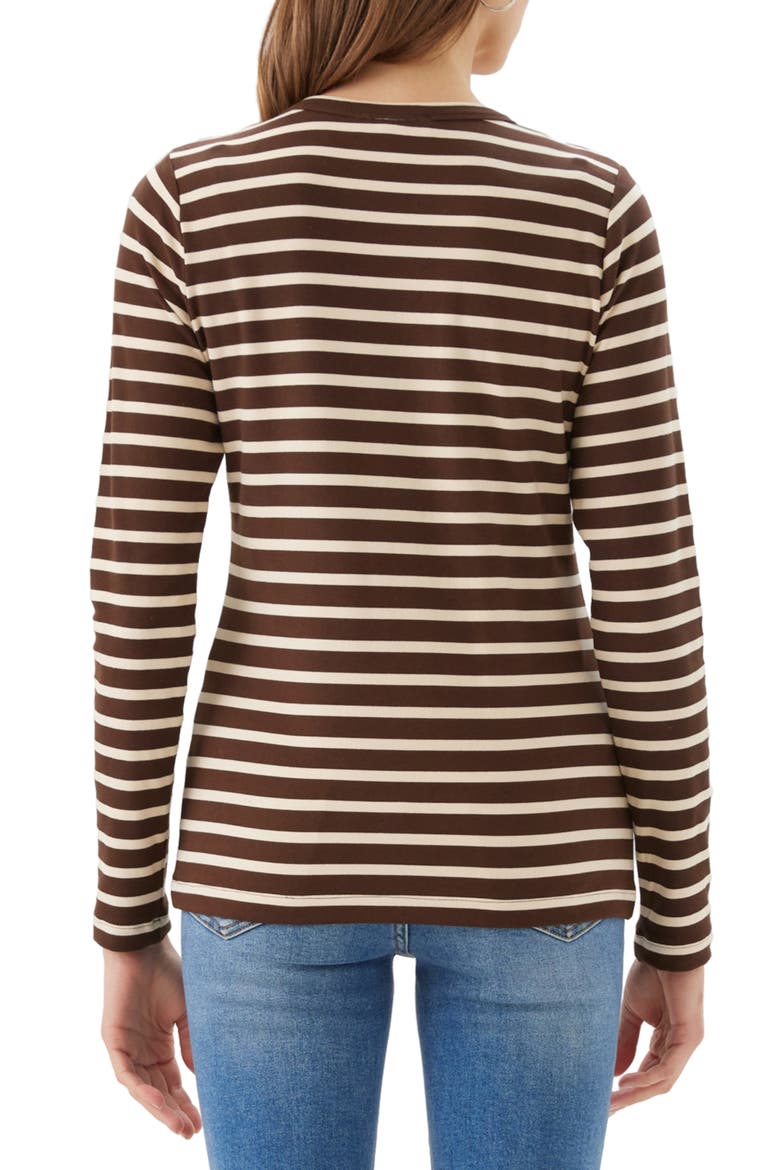 Striped Long Sleeve T-Shirt, Alternate, color, CHOCOLATE