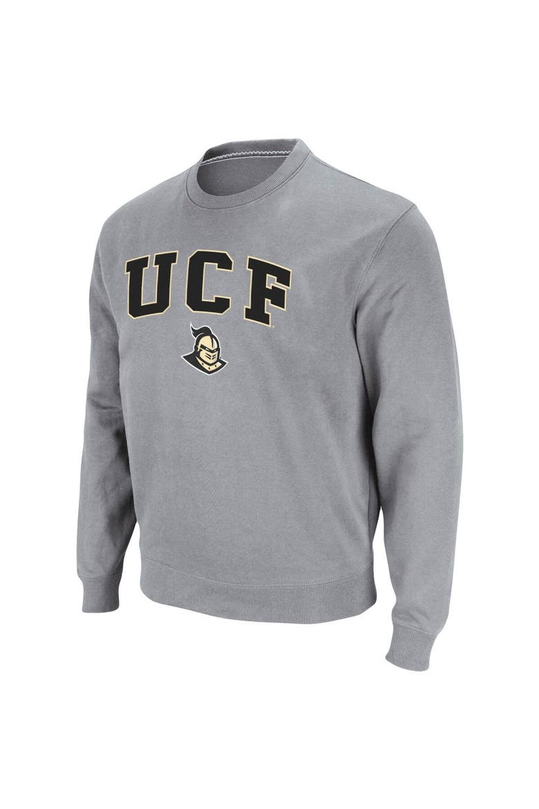 Men's Colosseum Heathered Gray UCF Knights Arch & Logo Tackle Twill Pullover Sweatshirt, Alternate, color, Heather Gray