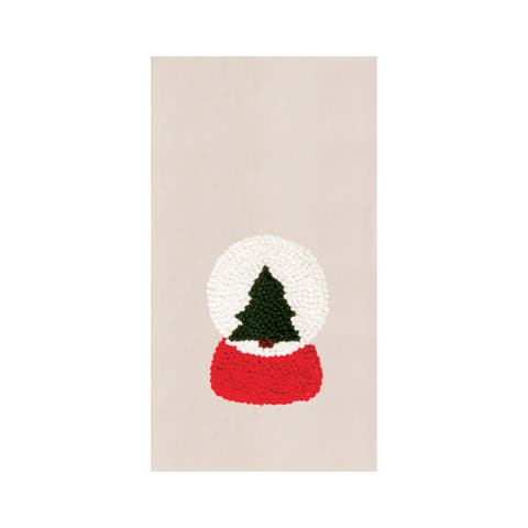 Snow Globe Tree French Knot Flour Sack Kitchen Towel