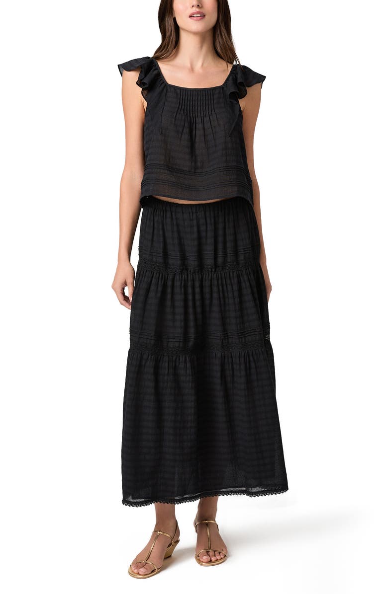 PAIGE Oaks Pintuck Ruffle Top, Alternate, color, Black