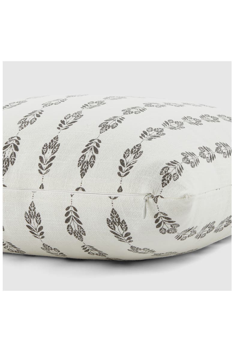Folk Leaves Cotton Throw Pillow, Alternate, color, GRAY