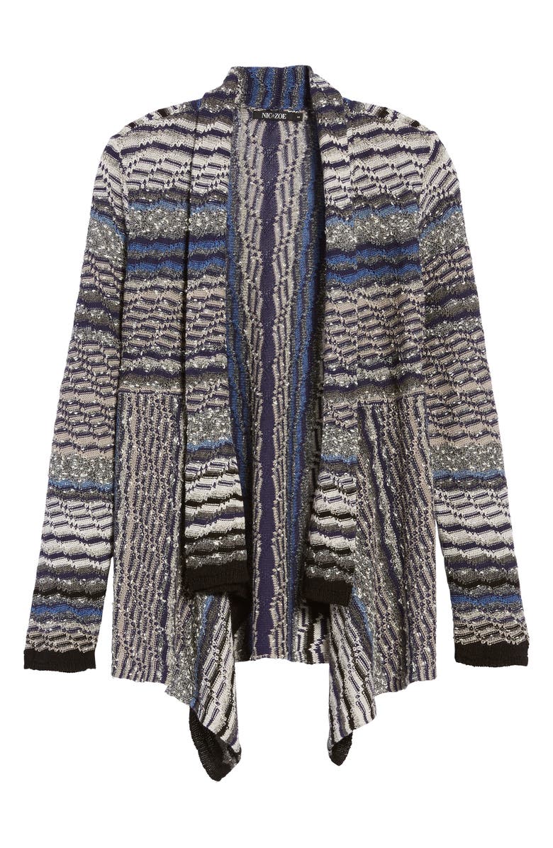 NIC+ZOE Shaded Stripe Drape Front Cardigan, Alternate, color, 