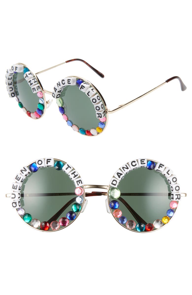 Rad + Refined Queen Of The Dance Floor Round Sunglasses, Main, color, 