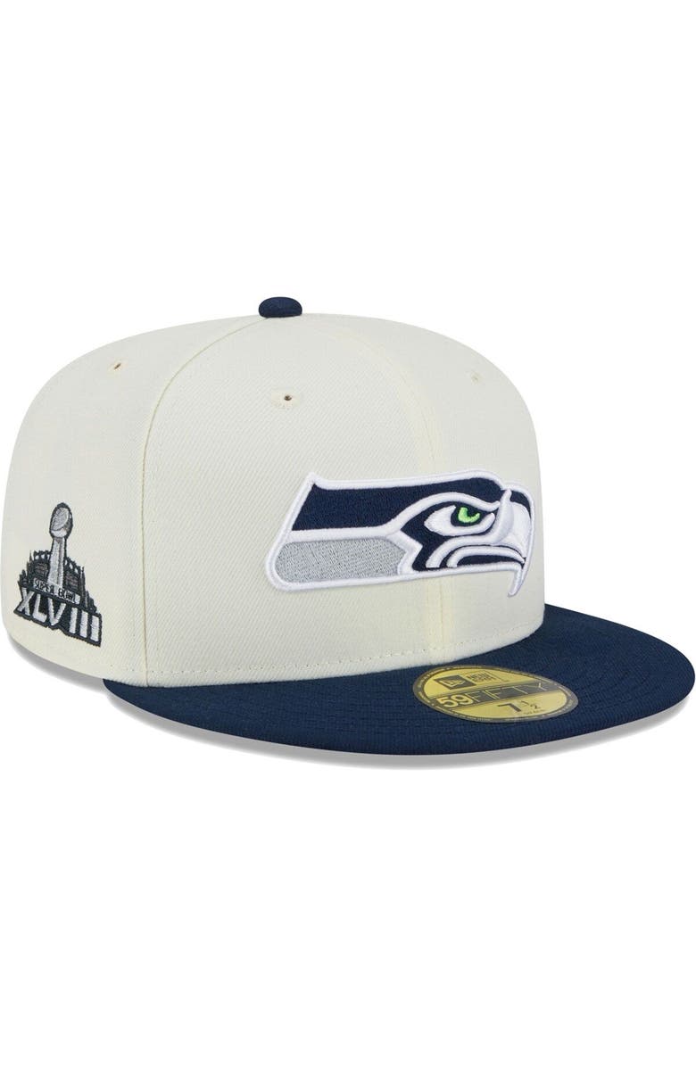 New Era Men's New Era Cream Seattle Seahawks Retro 59FIFTY Fitted Hat, Alternate, color, 