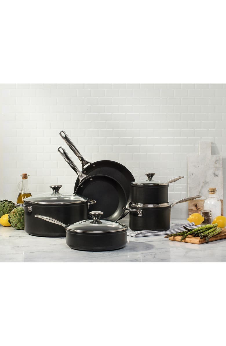 Le Creuset 10-Piece Toughened Nonstick PRO Cookware Set, Alternate, color, Black