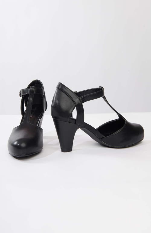 Unique Vintage 1920s Leatherette T-strap Roxy Pumps In Black