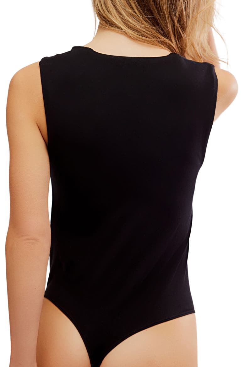 Luna Square Neck Tank Bodysuit, Alternate, color, BLACK