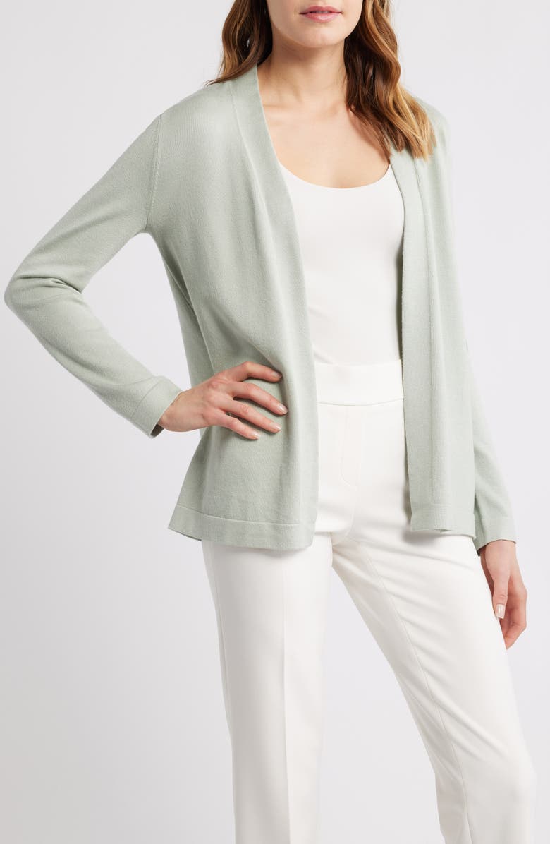 AK ANNE KLEIN Chatham Open Front Cardigan, Main, color, Soft Aloe
