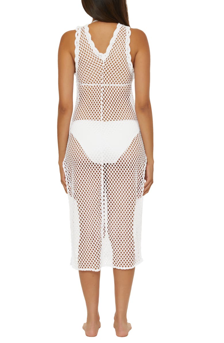 Becca Castaway Island Sheer Mesh Cover-Up Dress, Alternate, color, White